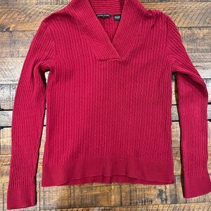 JEANNE PIERRE Red Shawl Collar Sweatshirt